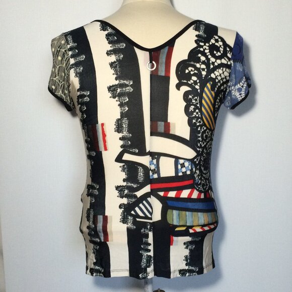 Save the Queen Womens Top T-Shirt 2XL Multicolor Pattern Heart Cap Sleeve - Picture 6 of 11